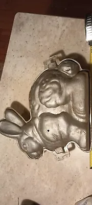 Vintage Cast Metal Easter Large Chocolate Or Cake Bunny Mold  11  By 11  Approx • $14