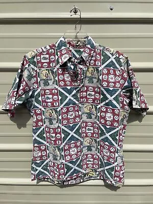 REYN SPOONER MELE KALIKIMAKA Button Cotton Hawaiian Shirt Men - Size L Rare • $27