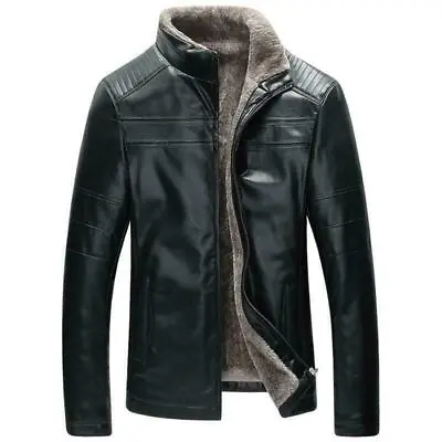£99.99 • Buy Men' Fur Lined Leather Winter Warm Men' Fur Leather Jacket Fashion Cowboy Jacket