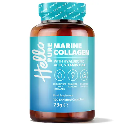 Hydrolysed Marine Collagen Capsules 1350mg Type 1 - 120 X High Strength Tablets • £11.99
