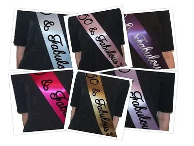 50th Birthday Sash 50 & Fabulous Gift Accessory Satin Ribbon - FREE DELIVERY • £3.30