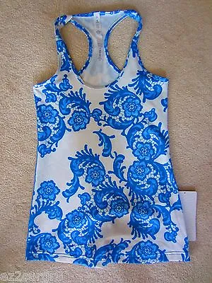 $50.94 • Buy Lululemon Cool Racerback CRB Tank Beaming Blue Laceoflage Floral Lace 4 Or 6