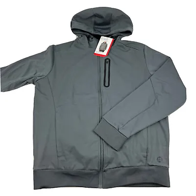 Mondetta Men's Softshell Active Hooded Full Zip Jacket CHARCOAL Medium (M) • $18.61