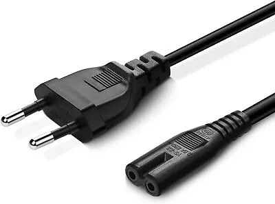 £2.95 • Buy 2m Long Euro EU European Plug Figure Of 8 C7 2 Pin AC Mains Power Cable Lead-