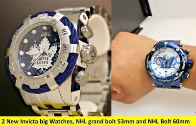 Invicta 2 New BIG Watches 60mm NHL TORONTO MAPLE LEAFS 42195 And 53mm Bolt 42017 • $269