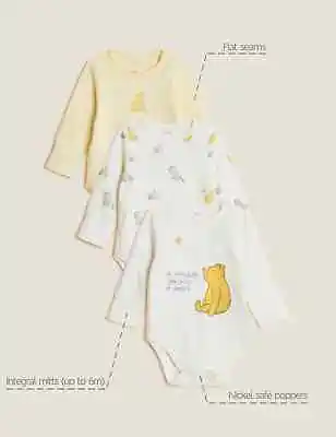 EX M&S 3pk Pure Cotton Baby Bodysuits  Sleepsuit Boys Girls Baby Starter Set • £12.49