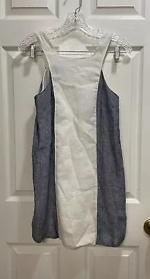 Island Company Women's Aloha Linen Colorblock White Blue Mini Dress Size XS • $45