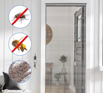 210cm X 90cm Aluminium Door Fly Screen Metal Chain Curtain Insect Blinds UK • £43.99