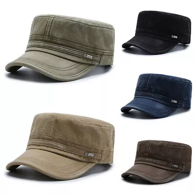 Men Army Denim Baseball Cap Cotton Cadet Hat Military Breathable Flat Adjustable • £5.84