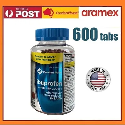 USA Made IBUPROFEN 600 Tabs 200mg Pain Reliever Nurofen Generic Apr-25 FAST Post • $42.95