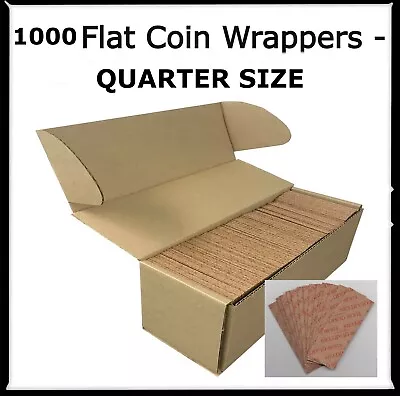 1000 Heavy Duty Flat Coin Paper Wrappers Holder For Quarter Size Storage 1 Box  • $33