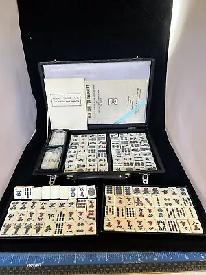 Vintage Mah Jong Set In Orginal Black Lether Case Japan Charles E Tuttle Co 1955 • $45