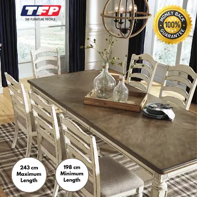 $838 • Buy Caroline Extendable Dining Table Kitchen Table 4 To 8 Chairs Wooden Top Kitchen