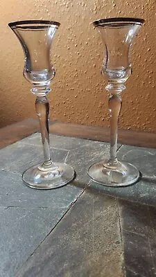 Mikasa JAMESTOWN PLATINUM Single Light Candleholders 7 7/8  Set Of 2 • $24.99