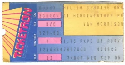 1990 VAN MORRISON Concert Ticket Stub Merriweather Post Pavilion COLUMBIA MD 9/5 • $9.99