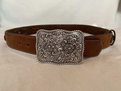 $39.99 • Buy Vintage Tony Lama Western Concho Cowboy Belt Brown Leather Size 36 Nocona Buckle