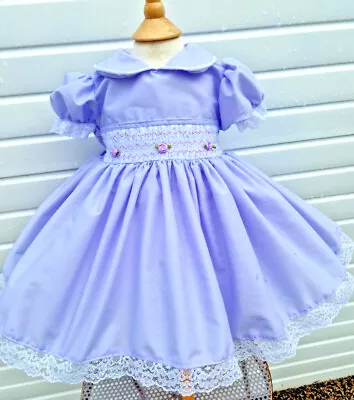 DREAM 0-8 Years BABY GIRLS  Traditional Smocked  Twirly Dress Various Colours • £23.99