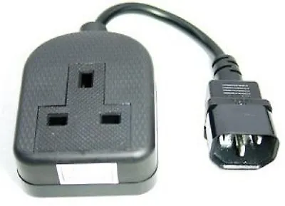 Power Cable UPS UK 13A Single Trail Female Socket To IEC C14 Male Plug 25сm • £7.35