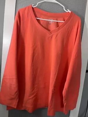 Made For Life 2X Orange Sorbet V-neck Fleece • $7