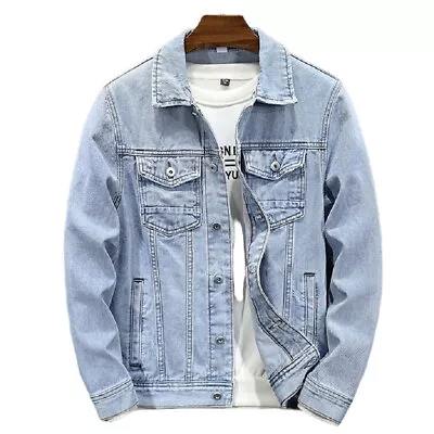 Mens Blue Denim Jacket Lightweight Jeans Collared Top 4 Pockets Sizes XS S M L • $52.95