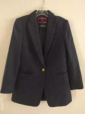J.Crew Moon English Wool Herringbone Blazer Blue Size 2P Petite Luxury Fabric • $99.99