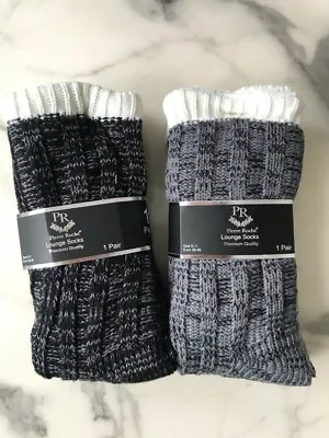 Mens Thermal Sherpa Lined Knitted Lounge Gripper Bed Slipper Socks Gift Idea • $11.81