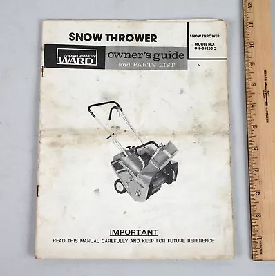 Vintage 1979 Montgomery Ward Snow Thrower Owner's Manual Part List  • $12.99