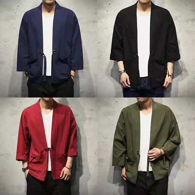Chinese Style Men Hanfu Casual Robe Japanese Cardigan Jacket Youth Blouse Tops • $25.19
