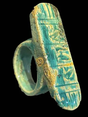 ANCIENT EGYPTIAN FAIENCE GLAZED HIEROGLYPHIC RING 664 - 332bc (24) • £1.42