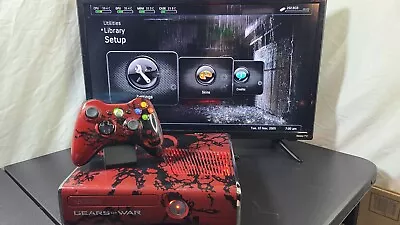 Custom Gears Of War Xbox 360 Slim W/ Red LEDS RGH 3 320gb HDD W/ Controller • $250