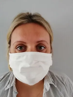 White 100% COTTON Face Mask HANDMADE  Washable Adult/Teenager Virus Flue • £1.49