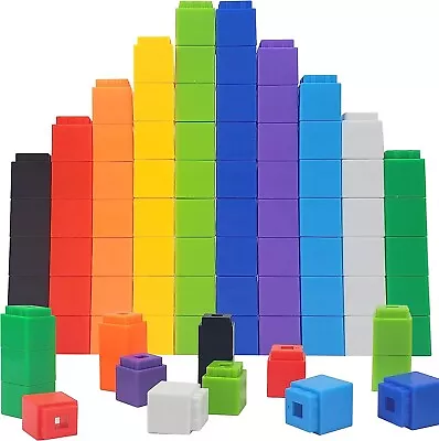 Set Of 100 Math Manipulatives Counting Cubes Educational Number Blocks ... • $17.44