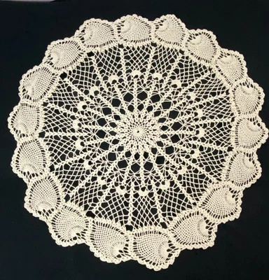 $3.99 • Buy Large Vintage Hand Crocheted Doily Tablecloth Beige 36  Estate Sale Find