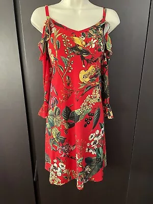 £6.99 • Buy Size 14 Dress Work Office Smart Casual Everyday Weekend Floral Cold Shoulder