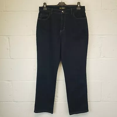 Lee Womens Jeans High Rise Relaxed Stretch W32 L29 Dark Blue Straight • £19.99