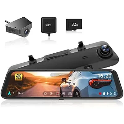 $204.59 • Buy WOLFBOX G850 4K Dash Cam 12'' Dual Dash Cameras Mirror Cam Parking Monitoring