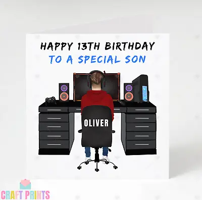 Personalised Boys Gamer Birthday Card Gaming PC Card Son Grandson Nephew Godson • £2.99