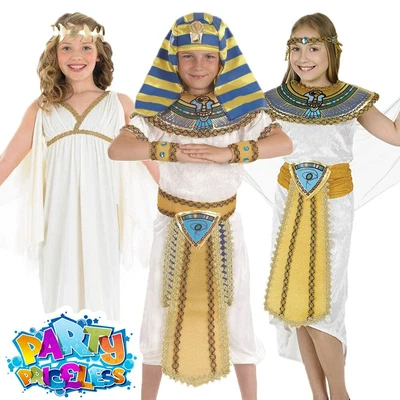£9.99 • Buy Kids Egyptian Girls Boys Costume Cleopatra Pharaoh King Fancy Dress Book Day