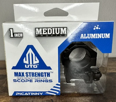 $19.99 • Buy Utg 1 Inch-scope Medium Rings Qd Lever Lock Medium Profile Weaver Picatinny