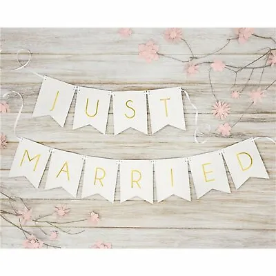 £5 • Buy Just Married Bunting  White And Gold Wedding Banner Wedding Decorations 