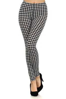 Womens HOUNDSTOOTH Popular Printed Fashion Trends Leggings Pants S M L  • $21.50