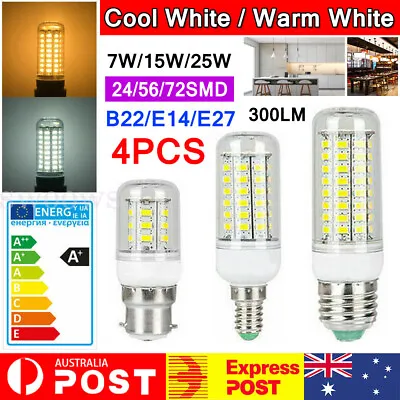1/4/8 LED Corn Bulb E27 E14 B22 7W 12W 15W 20W 25W 5730SMD Globe Lamp Spot Light • $38.64