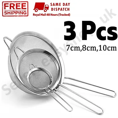 3 X Stainless Steel Kitchen Mesh Strainer Food Colander Sieve All Purpose 1049 • £7.99