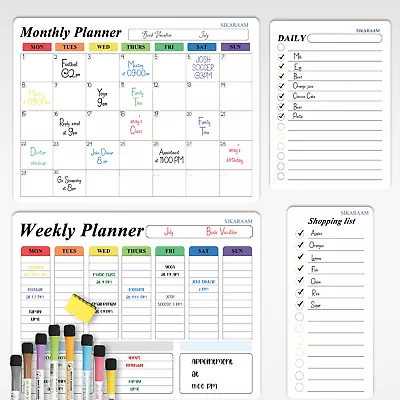 Dry Erase Calendar Kit Magnetic Calendar Refrigerator Monthly Fridge Calendar • £15.99