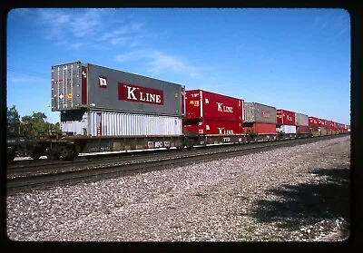 Railroad Slide - DTTX #72151 Intermodal Flat Car 1993 K Line APC Stack Train • $7