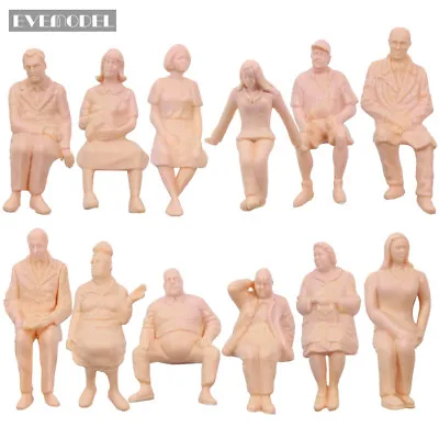 P2516 12pcs G Scale Figures 1:25 All Seated Unpainted People Model Train Railway • £11.99