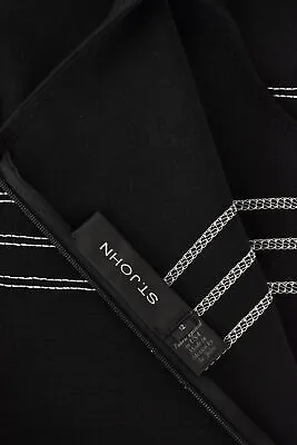 St. John Knits Wool Blend Stitched Milano Knit Sheath Dress In Black/White Sz 12 • $229.99
