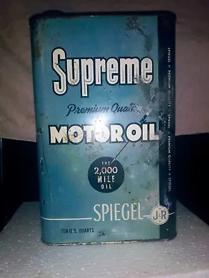 RARE!!!!Vtg. 10 Qt. Spiegel Supreme 2000 Mi. Motor Oil Can   By J&R • $85