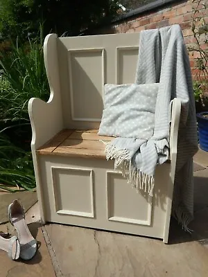 2 Ft Rustic Oak Finish Monks Bench Settle Storage Seat Box Painted F&B Colours • £355