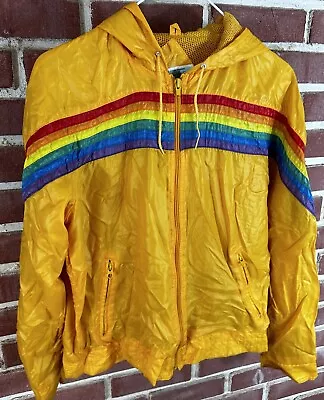 Vintage WINDY WEATHER Shell Windbreaker Jacket Rainbow Womens Medium M • $14.95